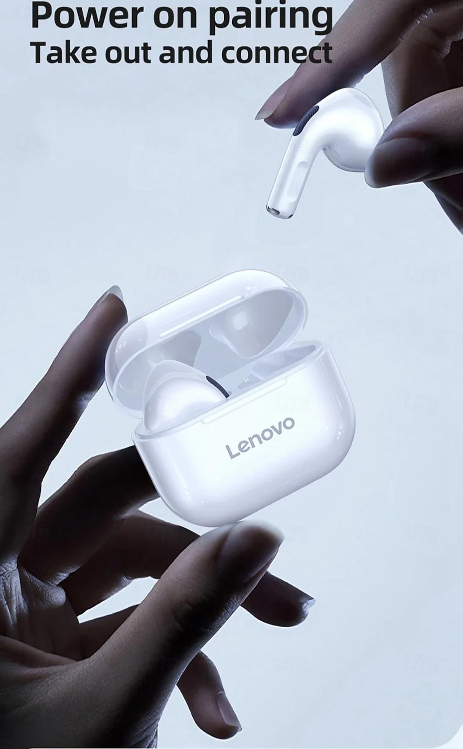 Lenovo LP40 Earphones TWS Wireless Bluetooth 5.0 Earbuds Bass Touch Control Stereo Noise Reduction Long Standby 230mAH 2025 - GBP £11.45 –P10