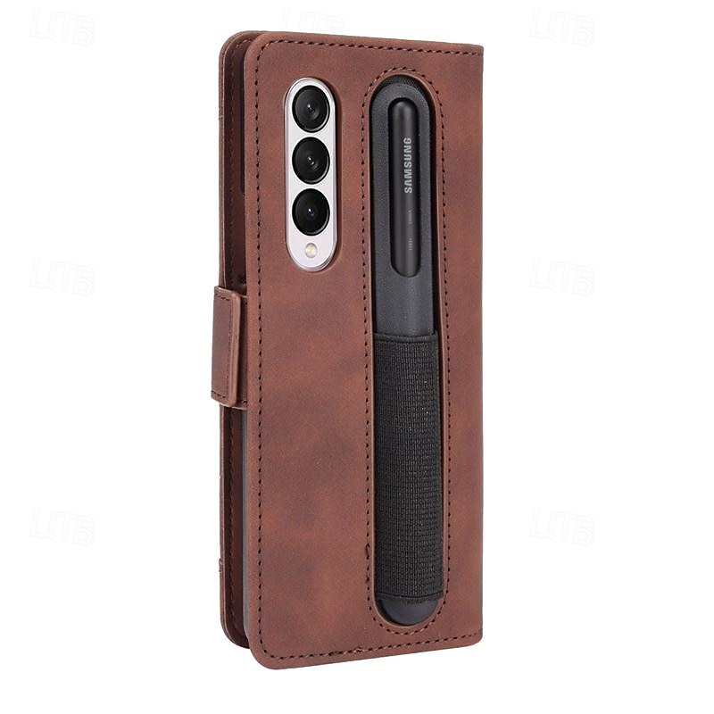 Phone Case For Samsung Galaxy Z Fold 5 Z Fold 4 Z Fold 3 Wallet Case Kickstand with Pen Slot Holder Card Slot Retro TPU PU Leather 2025 - $16.99 –P16