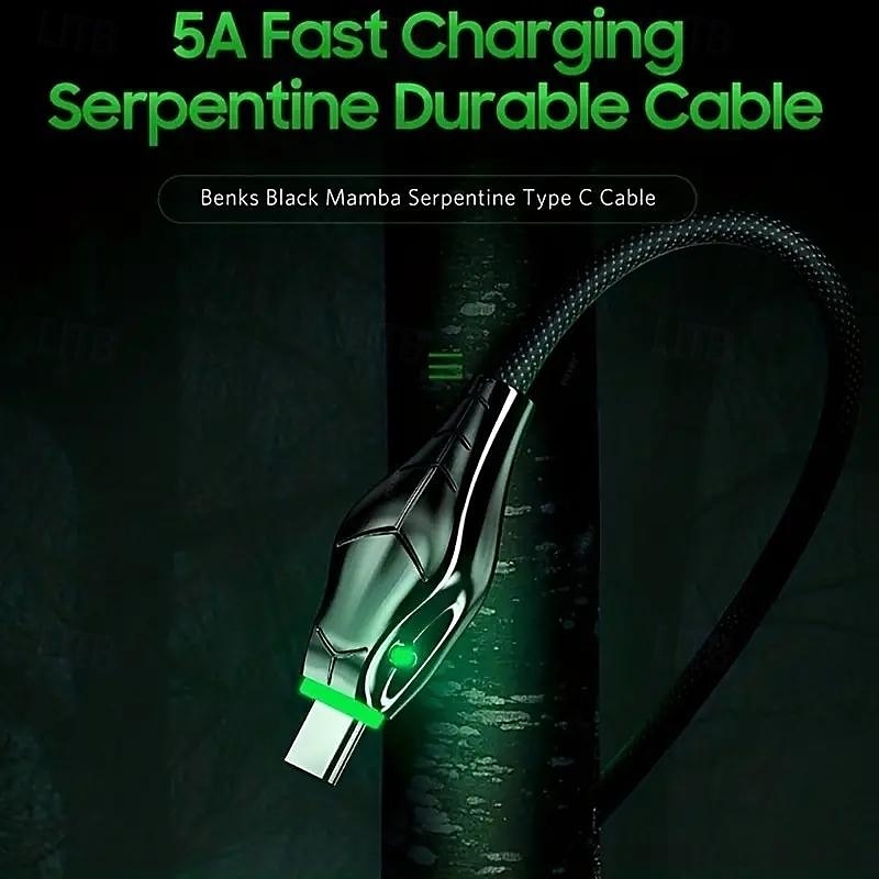 100W Zinc Alloy Snakehead Lamp Data Cable Is Suitable For Type-c Black Mamba Fast Charge Data Cable 5A 2025 - $12.99 –P6