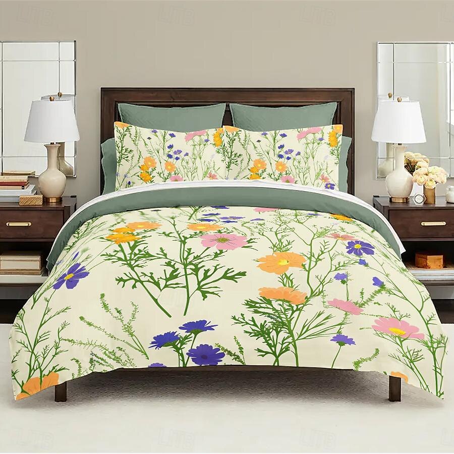 Planta flores capa de edredão conjunto de cama conjunto de 2 peças conjunto de 3 peças leve macio curto pelúcia engrossado feltro conjunto de cama quadrada de 2025 por $60.99 –P7