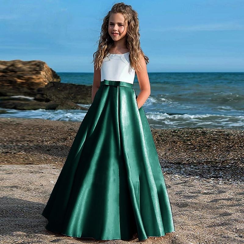 kinderkleidung Mädchen Party Kleid Feste Farbe Ärmellos Leistung Gitter Prinzessin Süß Gitter Mitte der Wade Etuikleid Tüll-Kleid Sommer Frühling Herbst 2-12 Jahre Schwarz Weiß Champagner 2025 - $60.99 –P8