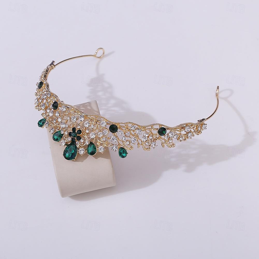 kroon tiara's hikinauhat Helm Strass Legering Bruiloft cocktail Elegant Luxe Met Strass Kristaldetails Helm Hoofddeksels 2025 - $11.99 –P4