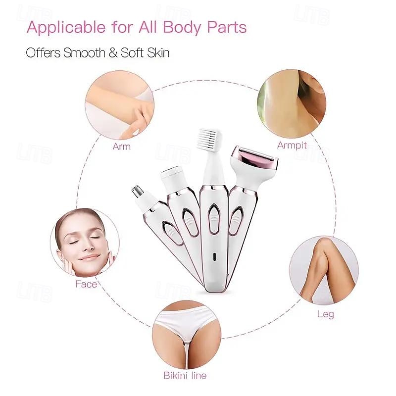 4-in-1 Electric Shaver for Women -Multipurpose Facial Legs &Underarm Trimmer with Wet/Dry Hair Removal - USB Rechargeable.Portable -Ideal Holiday Gift 2025 - $26.99 –P3