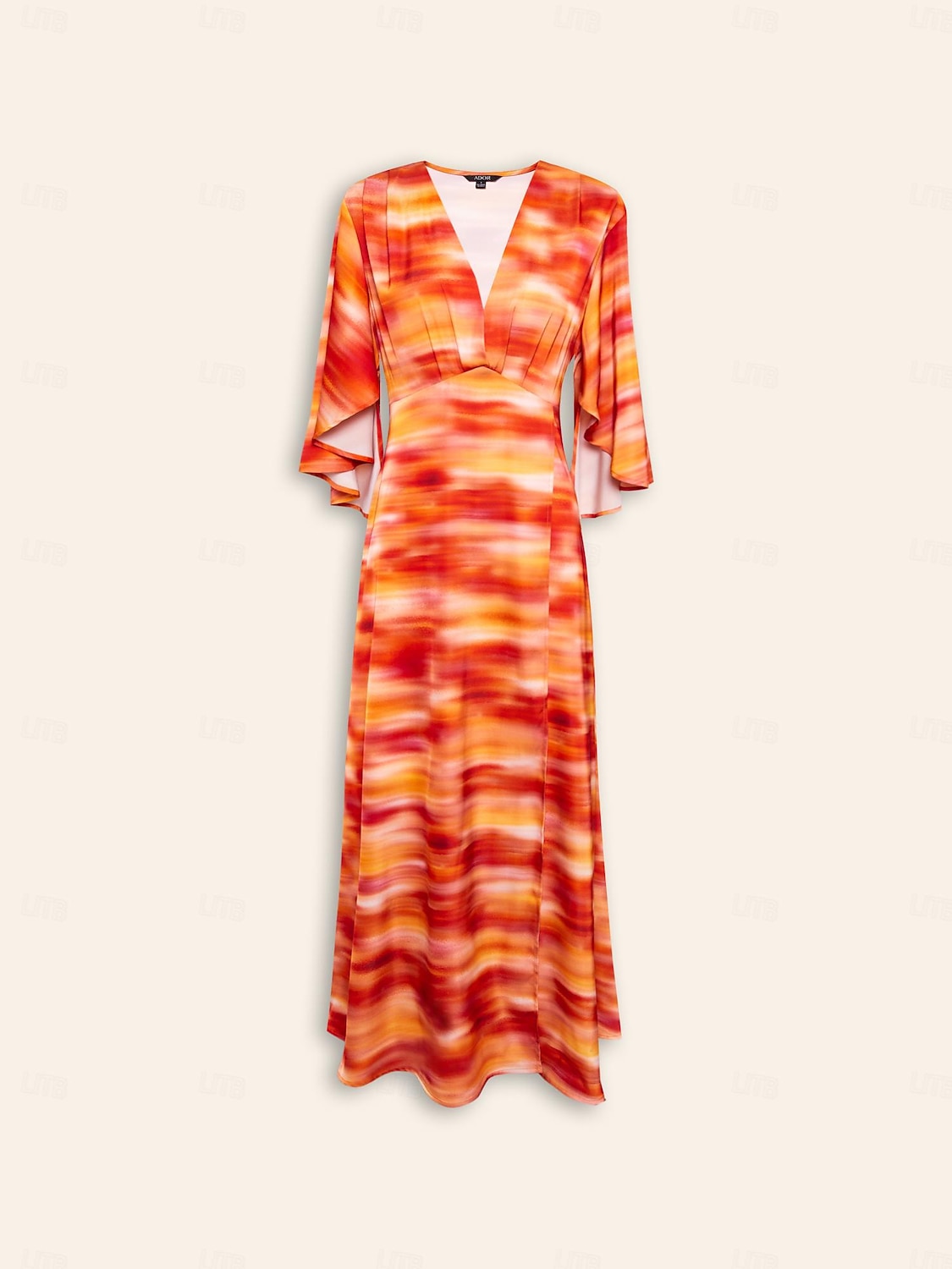 2025年 女性用 ヘムマキシ マキシドレス ルビーレッド ハーフスリーブ シェーディング プリント 夏 Ｖネック ドレス バケーション S M L  コレクション – $103.99 –P9