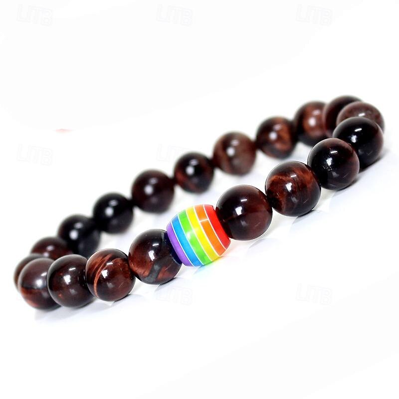 pulseira de arco-íris do orgulho pulseira gay pulseira de contas de pedra vulcão de 2025 por $17.99 –P15