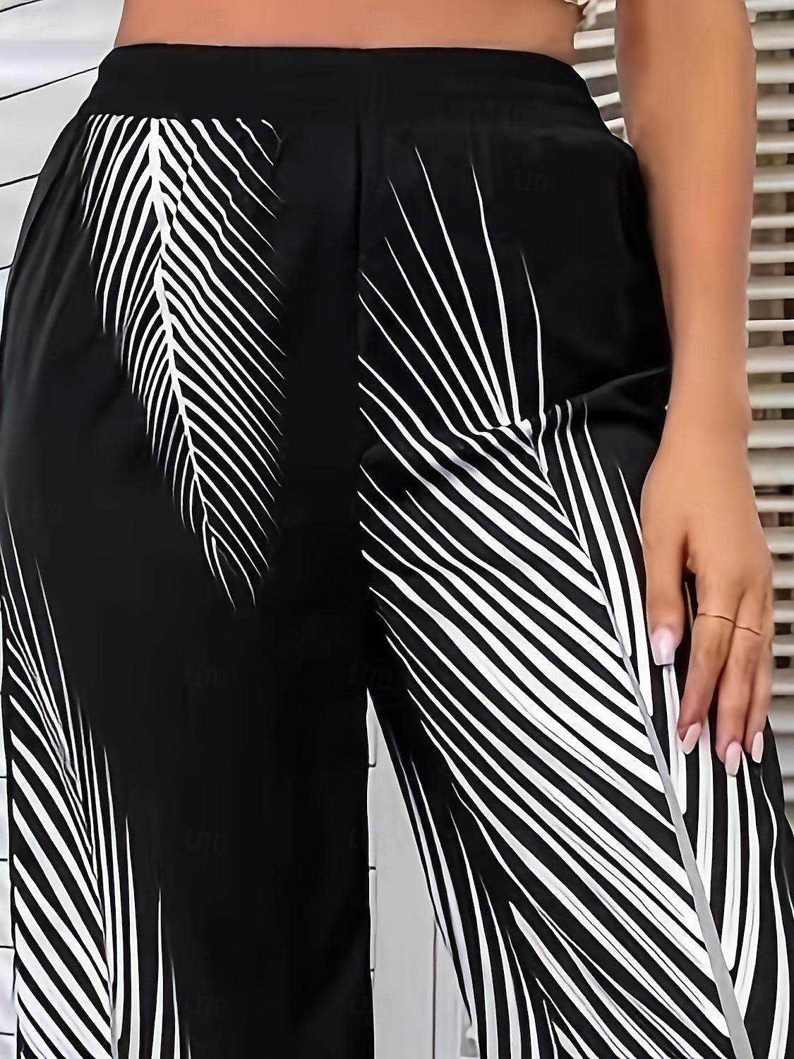 Damen Breites Bein Hosen Hose Casual Lang Blatt Weite Hosen Bedruckt Atmungsaktivität Komfortabel Unelastisch Ausgehen Wochenende Schwarz Weiß Khaki Frühling Sommer Regular Fit 2025 - $22.99 –P6