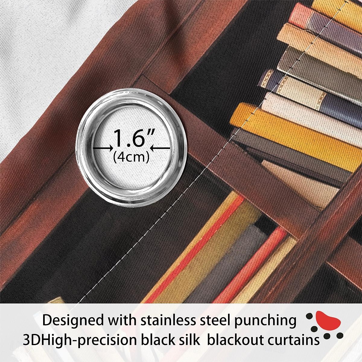 Vintage Bücherregal Verdunkelungsvorhänge Türisolierung Außenbalkon Rest Wohnzimmer Wohndekoration 2-teiliges Set mit 3D-Digitaldruck perforiert 2026 - $41.99 –P5