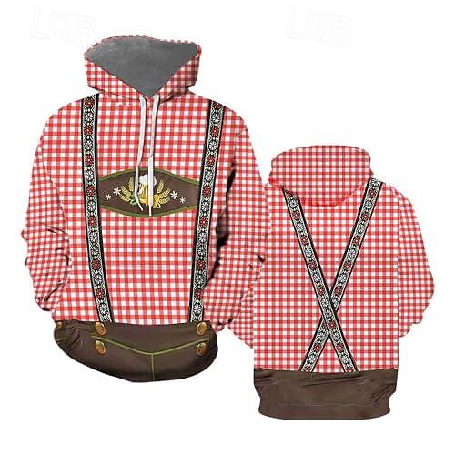 Felpa con cappuccio Lederhosen 3D Casual Bavarese Manica a Vescovo Tasca Frontale Grafico per Per uomo Adulti Stampa 3D  per Carnevale Birra Oktoberfest Vacanza Feste del 2026 a $29.99 –P2