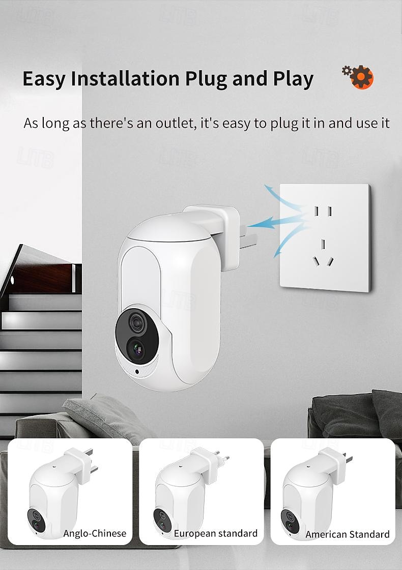 Wall Plug In Camera Wifi 360 1080P Mini Surveillance Home Security Protection Night Vision LED Lamp Light IP Cameras 2025 - $62.99 –P9