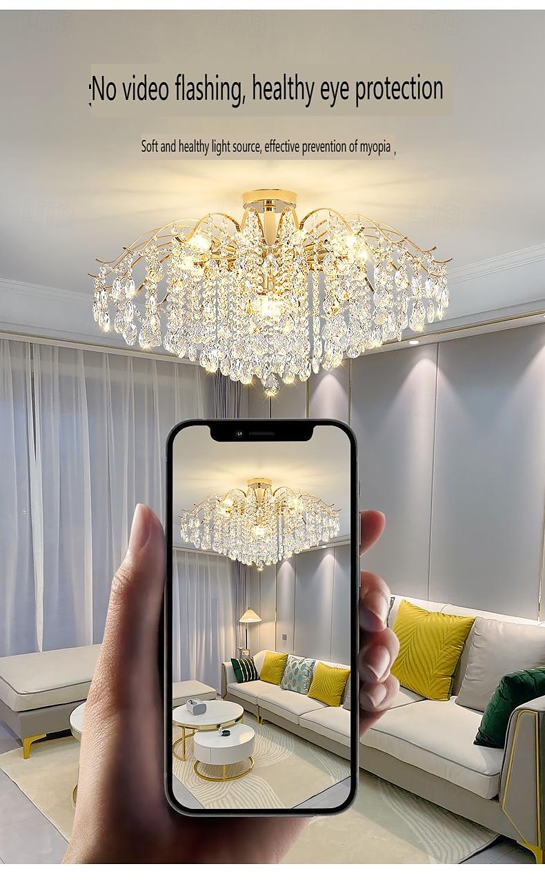 נברשת led 42/50/60/80/100 ס"מ 6/10/12/14/16 נורת ראש לא כלולה בגימור קריסטל מתכת מודרני בסגנון מודרני חדר אוכל חדר אוכל תליון מיני 110-240v 2025 - $223.59 –P4
