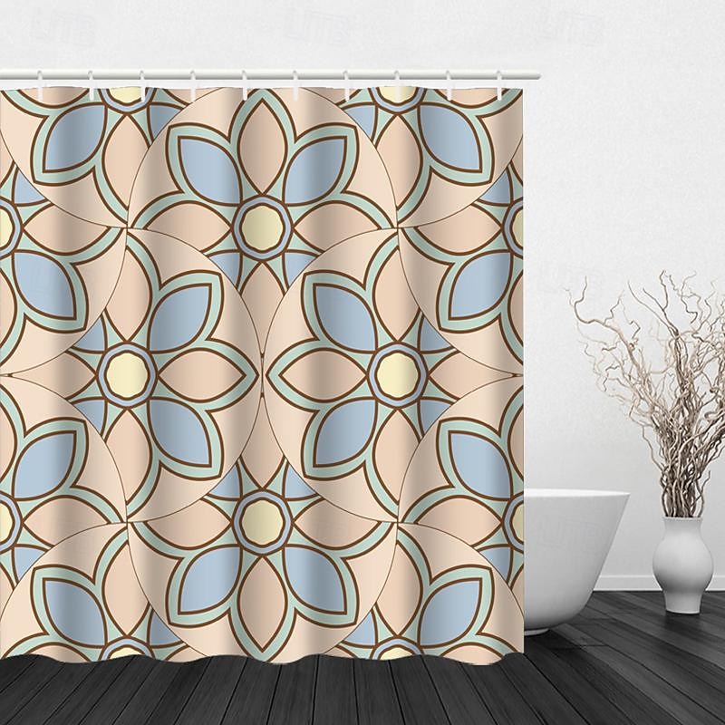 Dusjforheng med kroker 180cm*180cm(70"*70") polyester vaskbar vanntett mønster baderoms badekar dekor abstrakt 2025 - $25.99 –P4