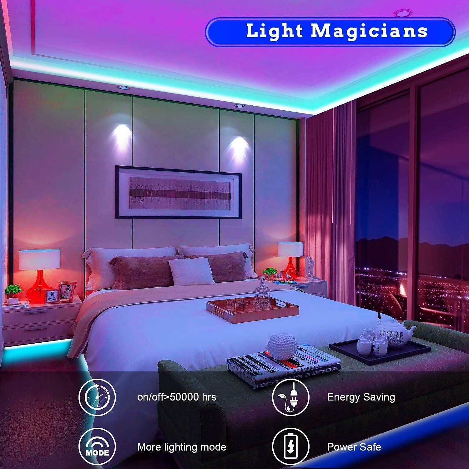2025年 RGB LED ストリップ ライト キット 10-40 メートル (32.8-130 フィート) フレキシブル LED ライト ストリップ 5050 RGB SMD LED IR 44 キー コントローラー、インストール パッケージおよび 12V アダプター キット付き  コレクション – $41.15 –P6