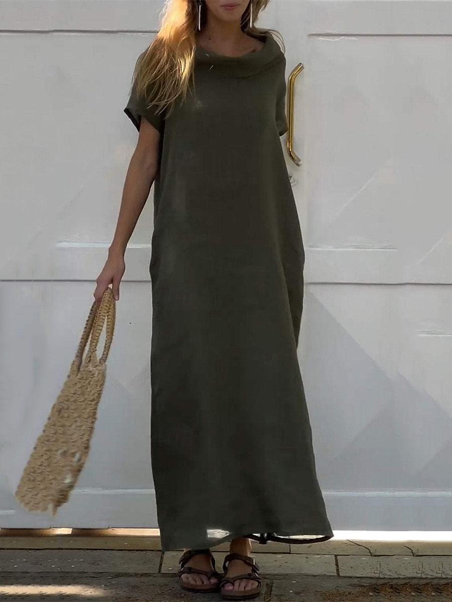 Pentru femei Verde Militar Roz Îmbujorat Albastru piscină Vară Primăvară Rochie Maxi Rochii inspirate din in Rochie casual Rochie din in bumbac De Bază Modern Zilnic Sfârșit de săptămână Potrivire 2025 - $22.99 –P4