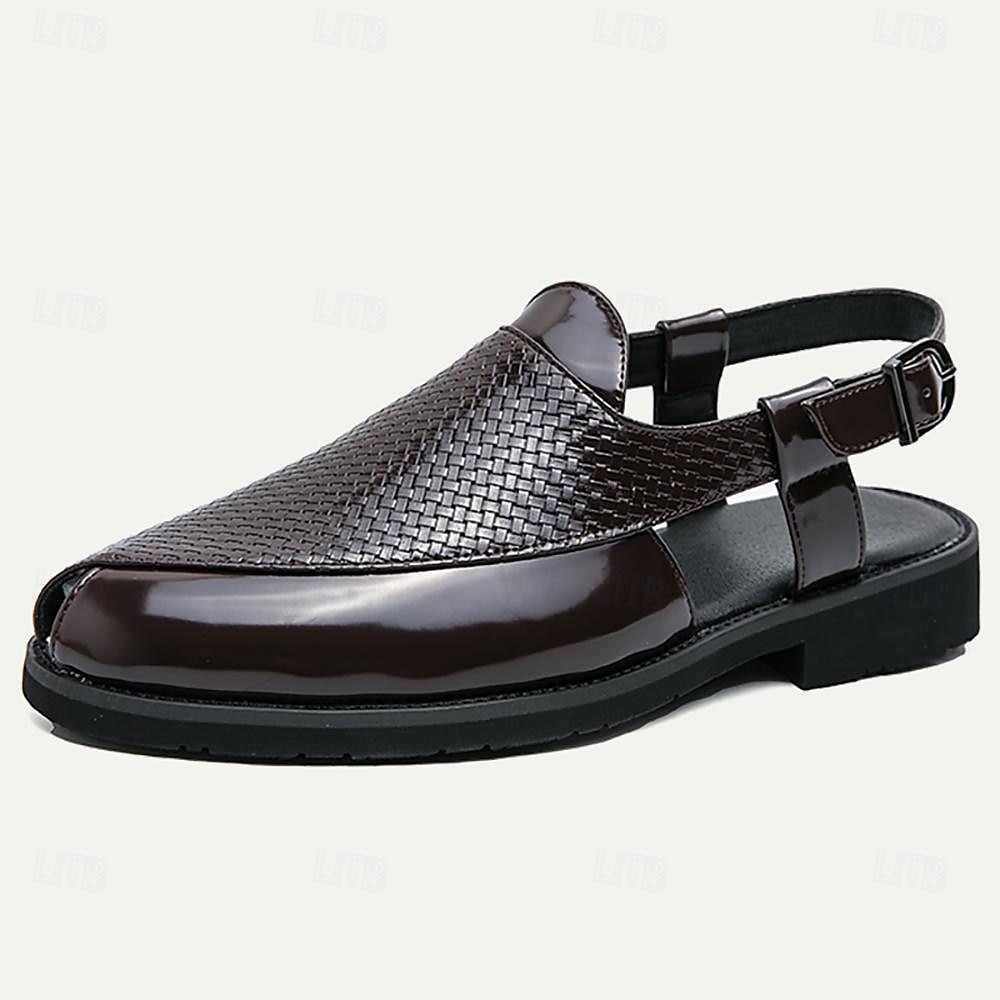 Herr Sandaler Romerska skor PU Läder Andningsfunktion Bekväm Halksäker Spänne Svart Brun 2025 - $42.99 –P1