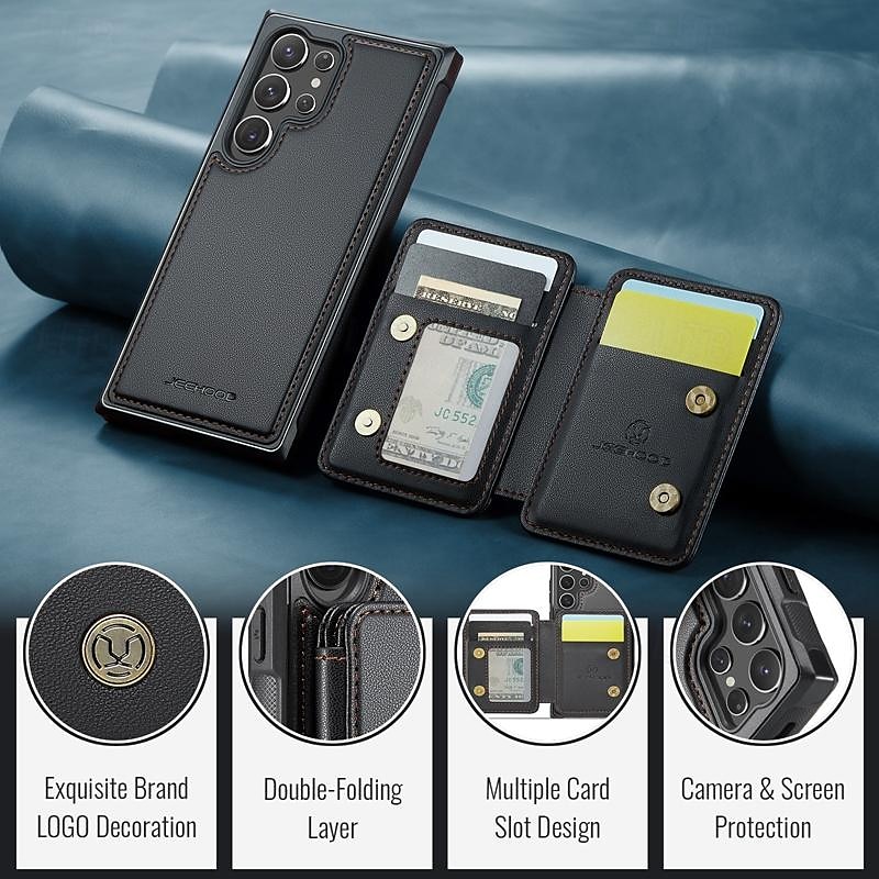 Phone Case For Samsung Galaxy S24 Ultra Plus S23 S22 S21 S20 Ultra Plus FE A55 A35 A25 A15 5G A54 A34 A14 A53 A33 A23 A13 S25 Ultra Back Cover with Stand Holder Magnetic Card Slot Retro TPU PC PU 2025 - $25.99 –P9