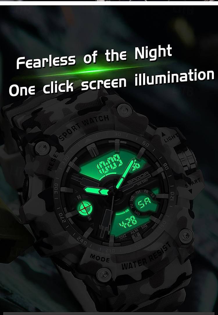 SANDA Men Digital Watch Outdoor Sports Fashion Casual Luminous Stopwatch Alarm Clock Waterproof TPU Watch 2026 - $33.99 –P6