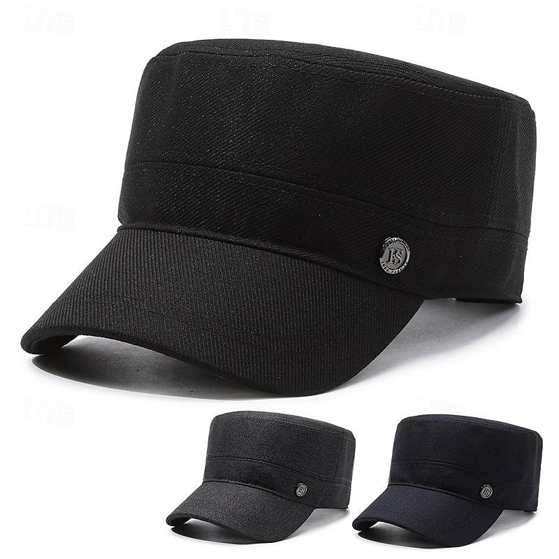 Pánské Unisex PLacatá čepice Kšiltovka Vojenská čepice Kadetský klobouk Černá Námořnická modř Polyester Vinobraní Módní Na běžné nošení ulice Denní Bez vzoru Nastavitelná Prodyšné 2025 - $8.99 –P1