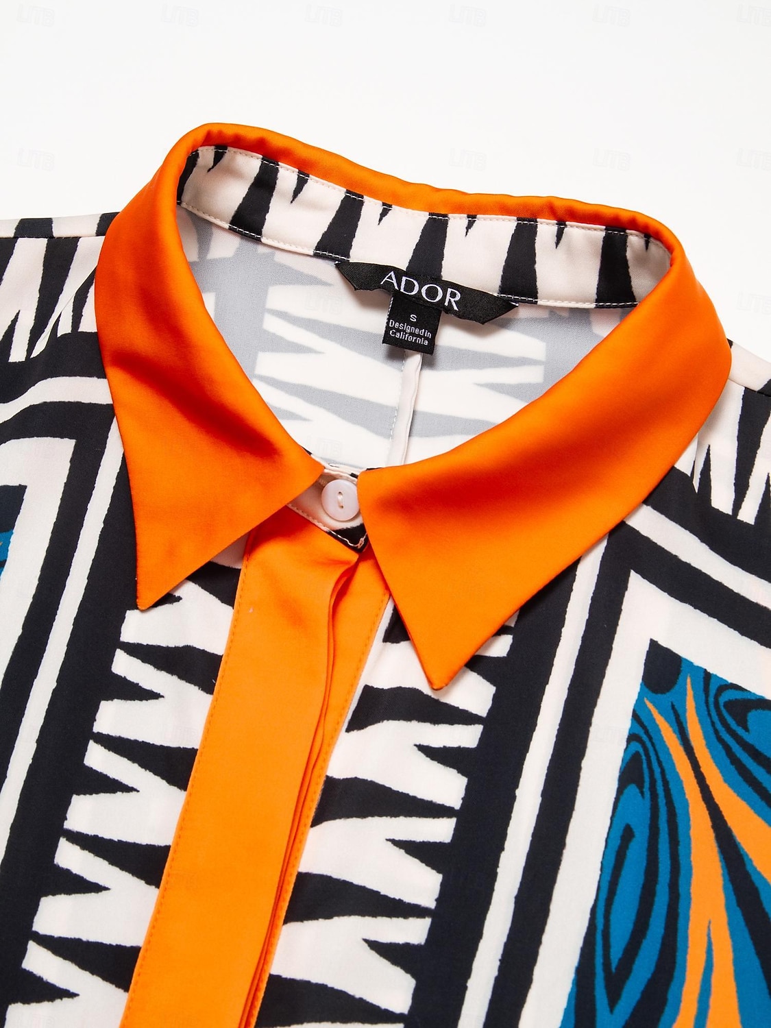 Dames Satijnen zijden overhemd Plaid / Gestreept / Chevron Bloem / Planten Alledaagse kleding Magyaarse mouw Zwart Kleurenblok Opdrukken meetkundig 3/4-Lengte Mouw Modern eigentijds Overhemdkraag 2025 - GBP £65 –P10
