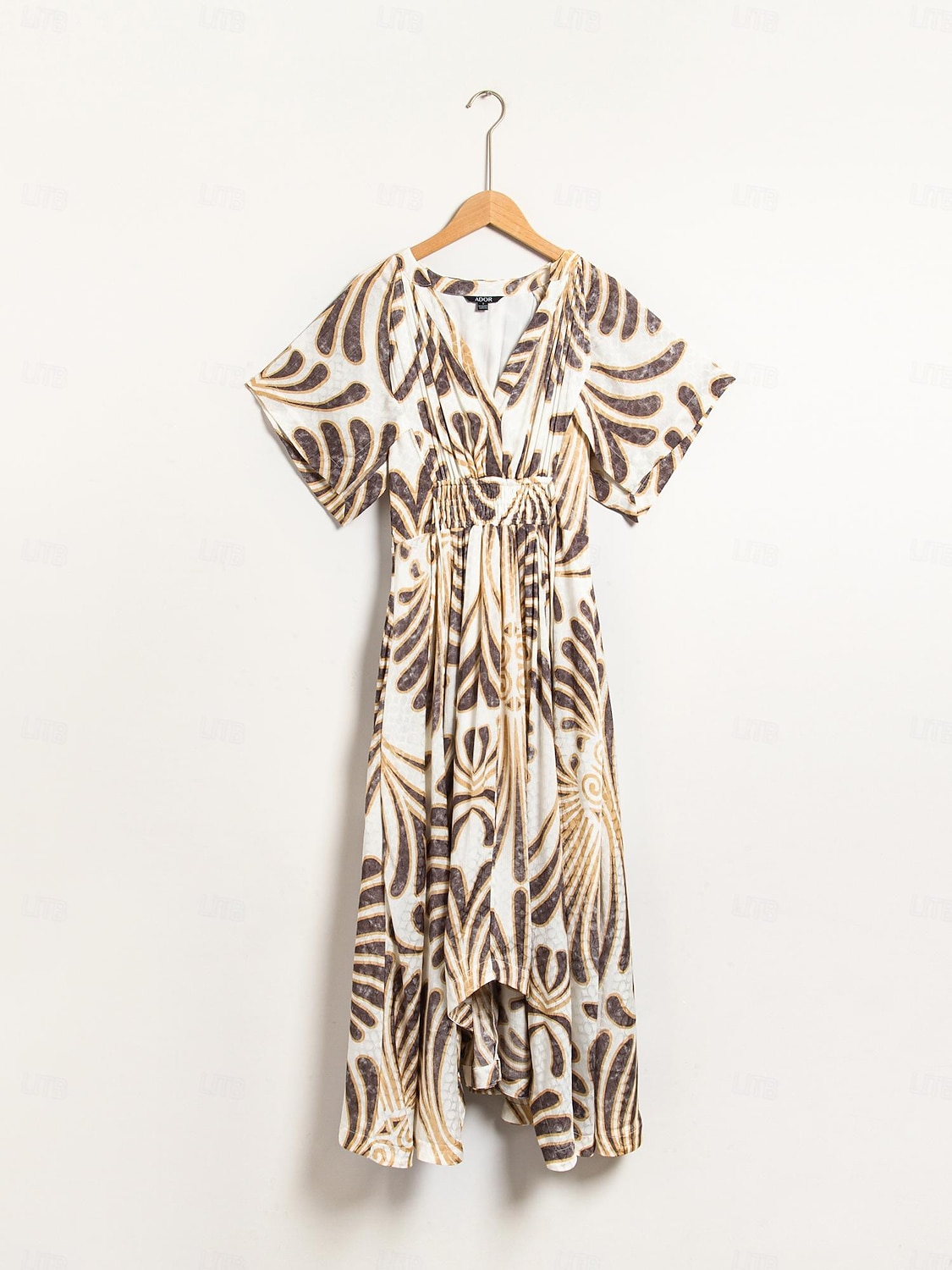 Femmes Robe Midi Robe Midi Marron Manche Courte Folk Ourlet irrégulier Printemps & Été Col en V Robe à Motifs S M L de 2025 ? $116.99 –P7