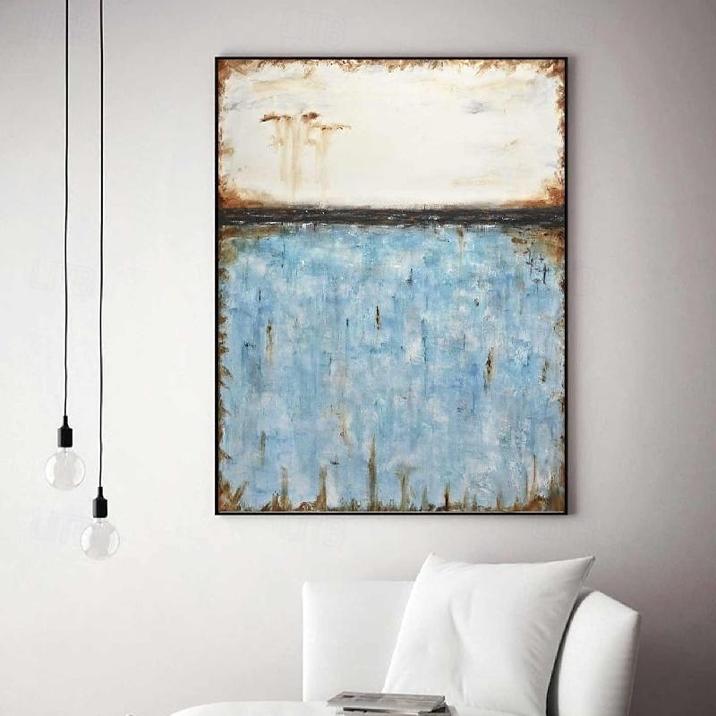 abstraktes Skyline-Gemälde, handgemalt, extragroßes Wandkunst-Gemälde, handgemachtes blaues Landschaftsgemälde auf Leinwand, großes Wandkunst-blaues abstraktes modernes Gemälde für Schlafzimmer, 2025 - $125.99 –P7