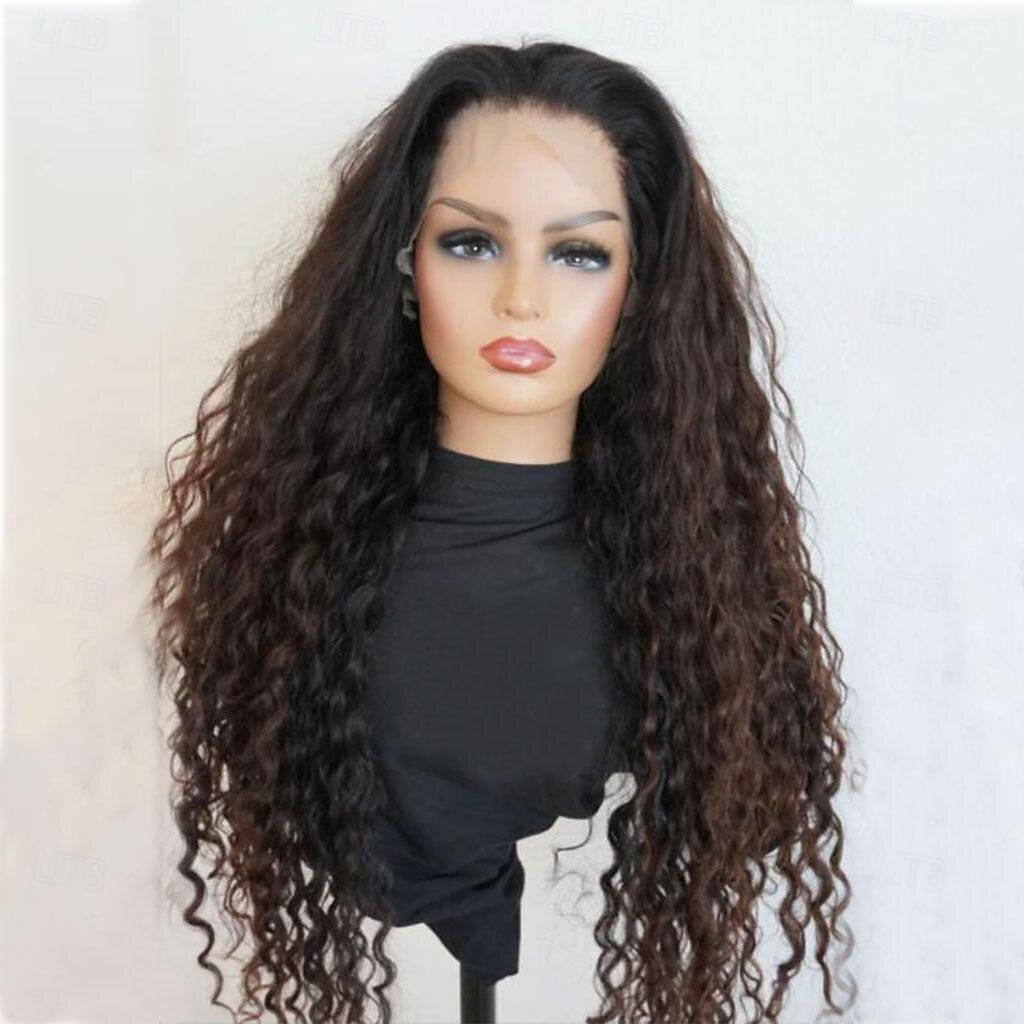 Perruque Cheveux Naturel Rémy 13x4 devant en dentelle Cheveux Brésiliens Bouclé Multicolore Partie libre Femme Densité 130% 150% avec des cheveux de bébé Mèches Colorées / Balayées 100% vierge Sans de 2025 ? $213.89 –P2