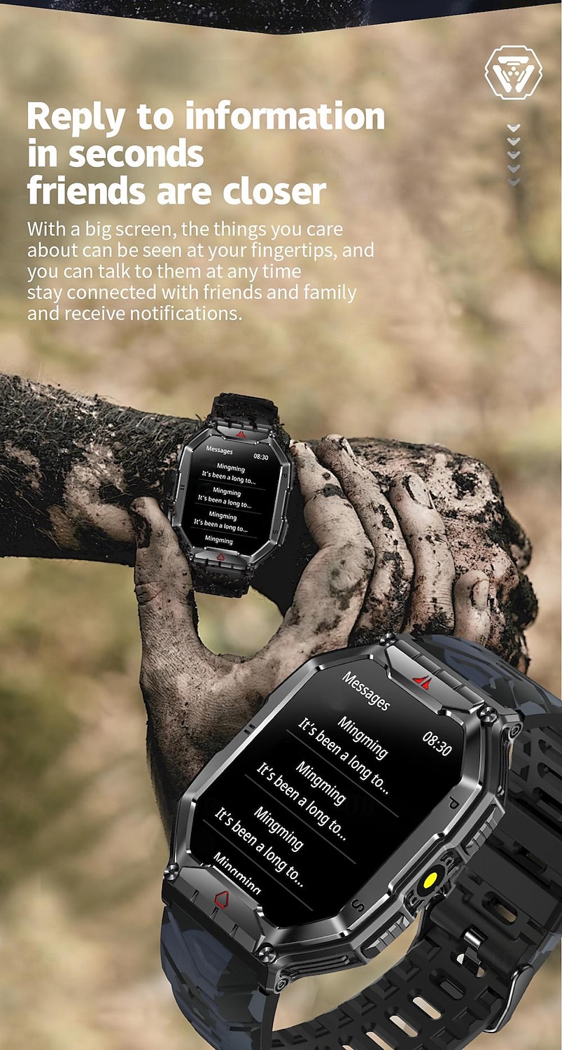 696 KR82 Ceas inteligent 2.1 inch Uita-te inteligent Bluetooth ECG + PPG Pedometru Reamintire Apel Compatibil cu Android iOS Dame Bărbați Telefon Hands-Free Reamintire Mesaj IP 67 Carcasă de ceas de 2025 - $59.99 –P10