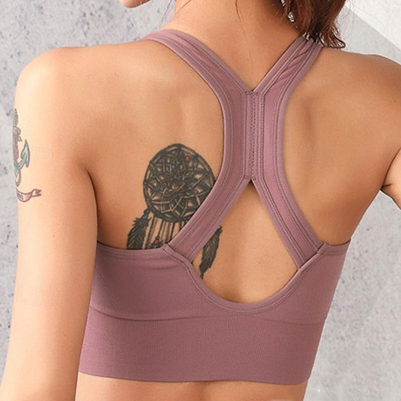 Mulheres Sustentação Leve Sutiã Esportivo Sutiã de corrida Sem costas Bojo Removível Good Top Acolchoado Ginástica Esportes Relaxantes Corrida Respirável Leve Macio Preto Rosa claro Azul Cor Sólida de 2025 por $17.99 –P5