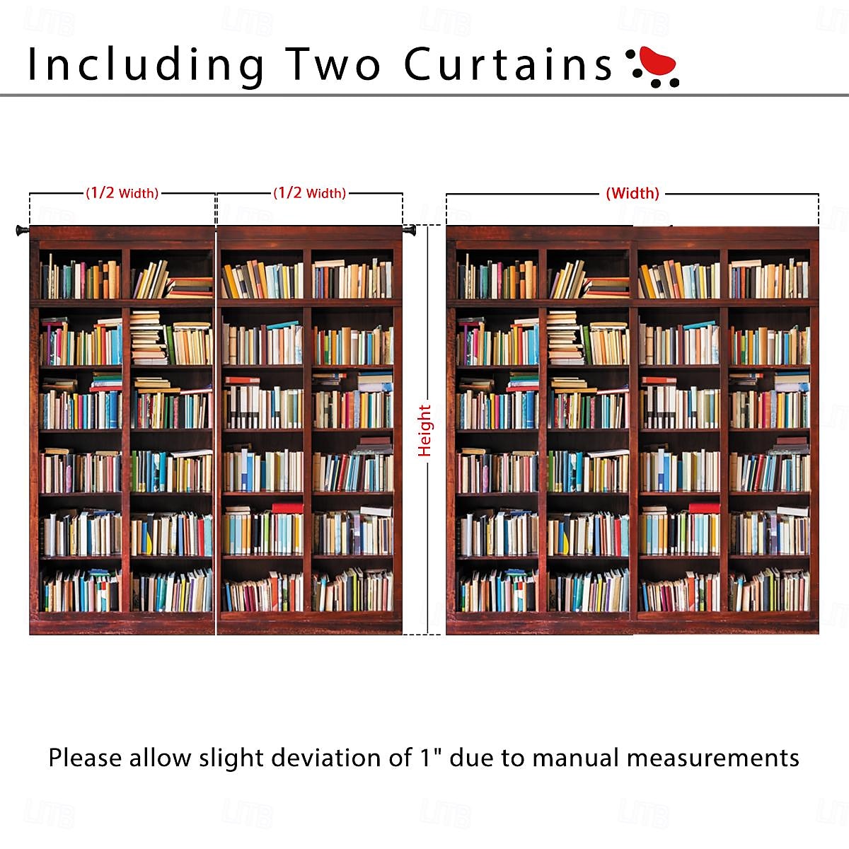 Vintage Bücherregal Verdunkelungsvorhänge Türisolierung Außenbalkon Rest Wohnzimmer Wohndekoration 2-teiliges Set mit 3D-Digitaldruck perforiert 2026 - $41.99 –P7