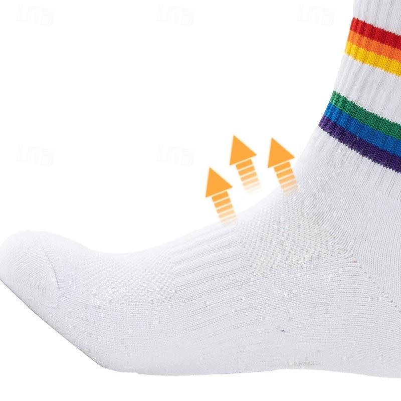 Men's 2 Pack Multi Packs Socks Crew Socks Running Socks Casual Socks Black White Color Rainbow Sports & Outdoor Daily Vacation Basic Medium Spring Fall Fashion Casual 2025 - $9.99 –P10
