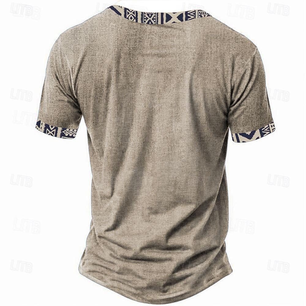 رجالي ترايبال طباعة باندانا تي شيرت قميص هينلي كم قصير طباعة ثلاثية الأبعاد مصمم عرقي عطلة فضفاض مناسب للبس اليومي الصيف الربيع هيذر الرمادي أخضر كاكي هينلي تي شيرت هنلي 2025 - $20.99 –P3