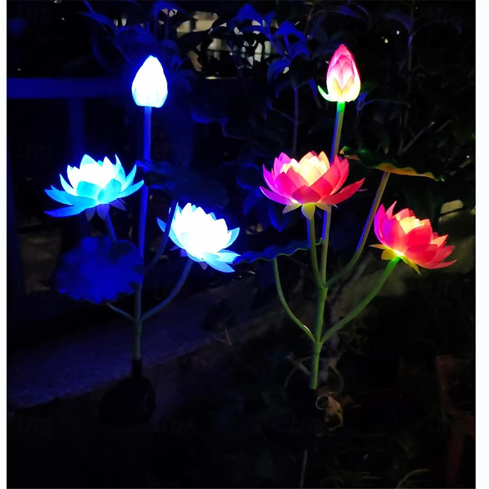 Solar Lotus Lantern - 7 Color Changing Waterproof LED Decorative Pathway Light for Garden, Courtyard, Lawn, Wedding and Festival Atmosphere 1PC 2025 - $33.99 –P4