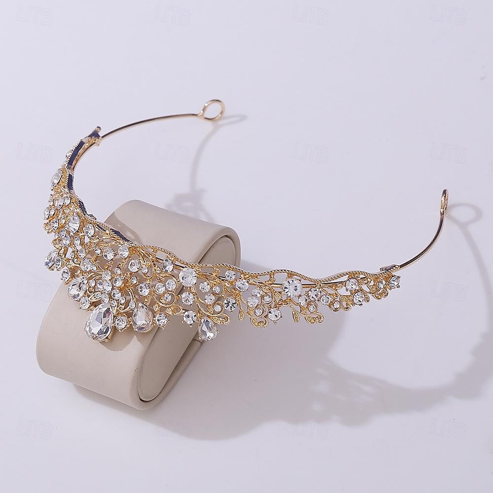 kroon tiara's hikinauhat Helm Strass Legering Bruiloft cocktail Elegant Luxe Met Strass Kristaldetails Helm Hoofddeksels 2025 - $11.99 –P2