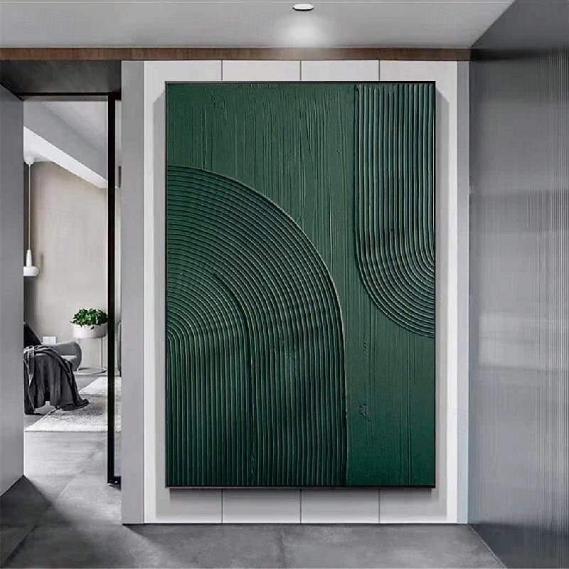 handgemaltes weißes abstraktes Gemälde auf Leinwand, handgefertigte 3D-Strukturwandkunst, grünes modernes Gemälde für handgefertigte Leinwandkunst, Gemälde für Wohnzimmerdekor, trendiges Kunstwerk, 2025 - $131.99 –P2