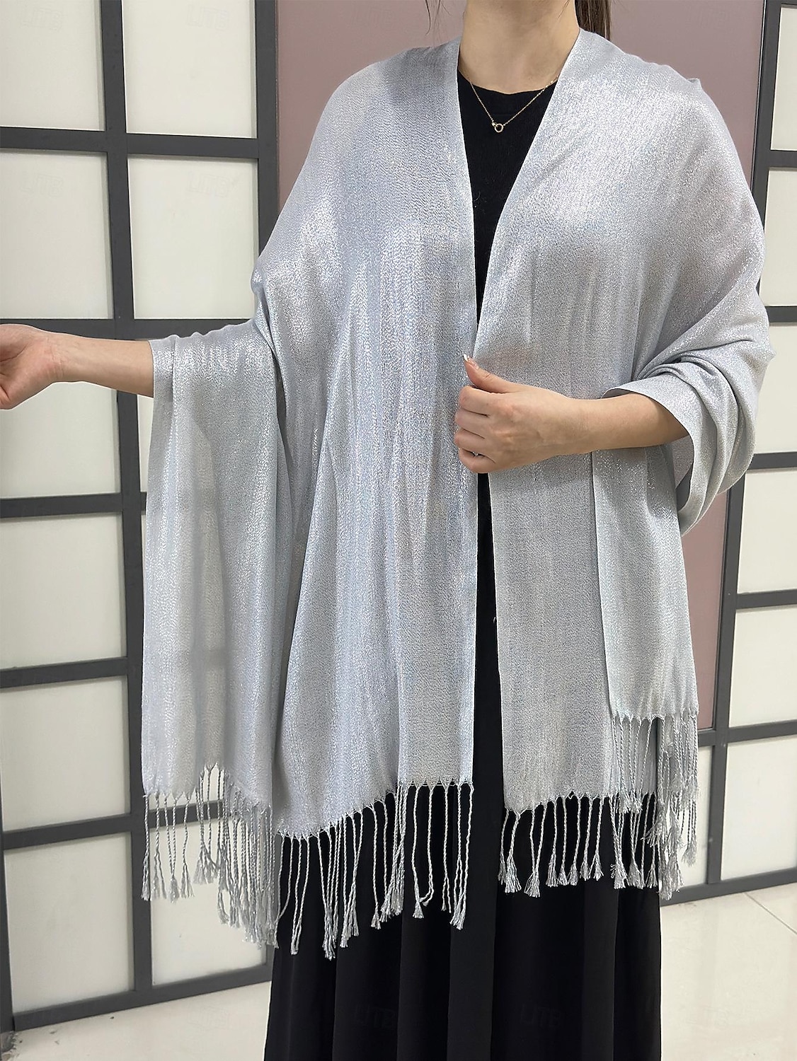 شالShawls مشد نسائي أنيق يلمع و يبرق بدون كم بوليستر لفات الزفاف مع لون نقي من أجل مناسب للحفلات للربيع والصيف 2025 - $16.99 –P10