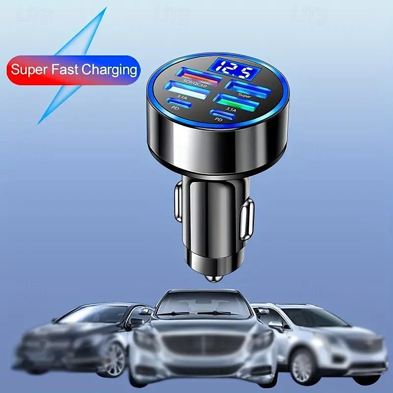 2025年 充電ステーション 66 W 出力電力 6ポート 車載充電器 複数のデバイスの場合 セキュリティ保護 用途 iPad Xiaomiウォッチ ノートパソコン  コレクション – $19.99 –P7