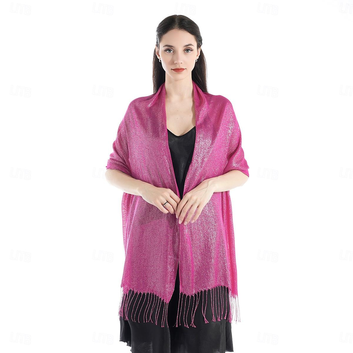 شالShawls مشد نسائي أنيق يلمع و يبرق بدون كم بوليستر لفات الزفاف مع لون نقي من أجل مناسب للحفلات للربيع والصيف 2025 - $16.99 –P5