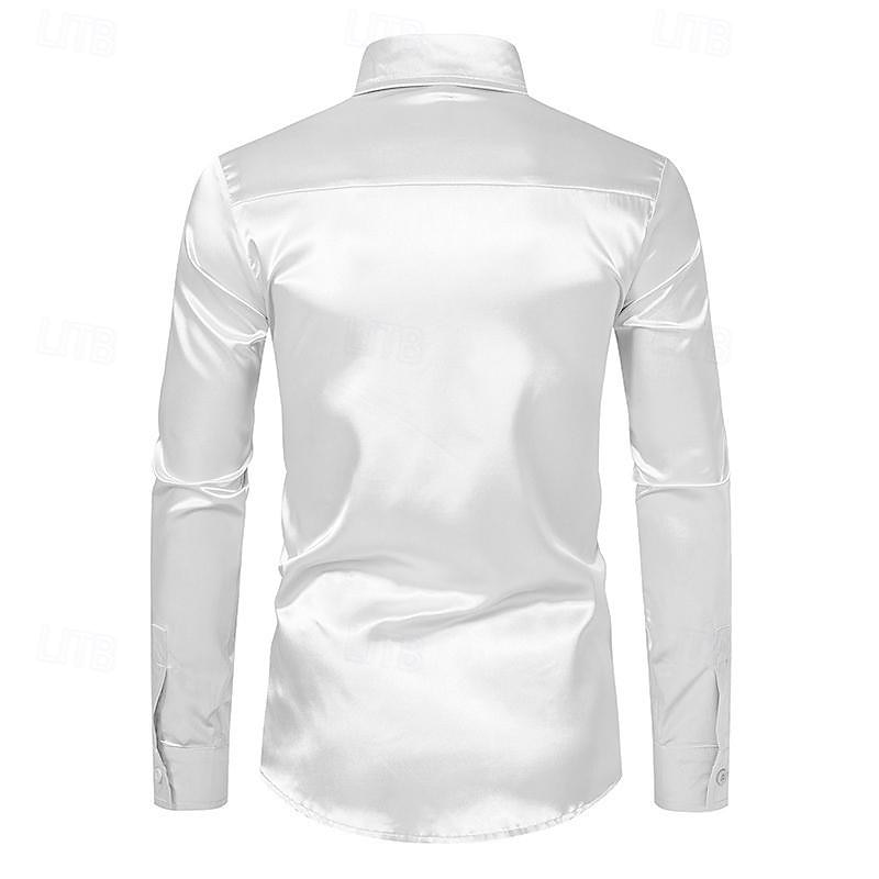 Hombre Camisa Camisa de raso Camisa de verano Ropa de playa Camisa casual Abotonar la camisa Color sólido Boda Vacaciones Negro Blanco Burdeos Azul Piscina Manga Larga Diseño Verano Ropa 2026 - $26.99 –P3