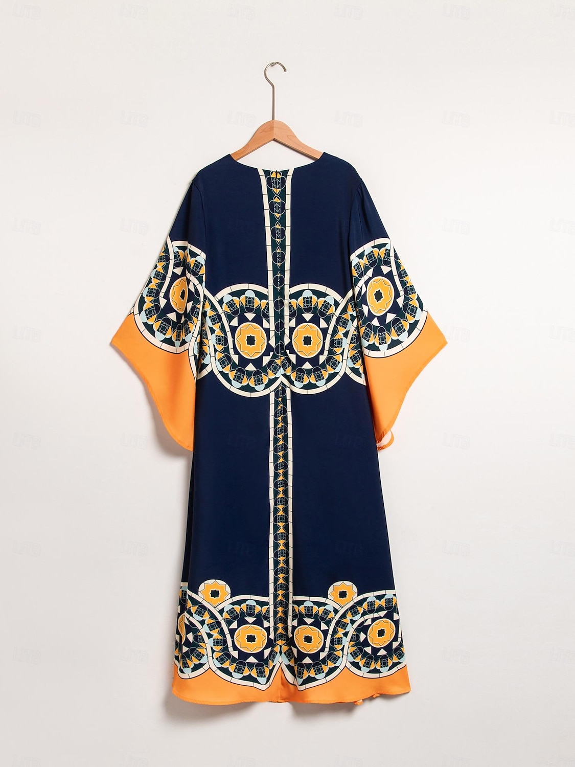 Dame Resort Wear Maxikjole Navyblå 3/4 ermer Folk Printer Vår sommer V-hals Fritid Strandferie XS S M 2025 - $124.99 –P8