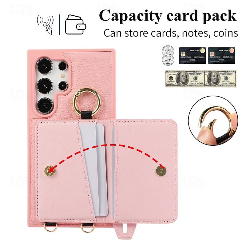 telefoon hoesje Voor Samsung Galaxy S25 Ultra S24 Ultra Plus S23 Ultra Plus S22 PlusUltra Achterkant met standaard met polsband Kaartsleuf Retro TPU Metaal PU-nahka 2025 - $22.99 –P8