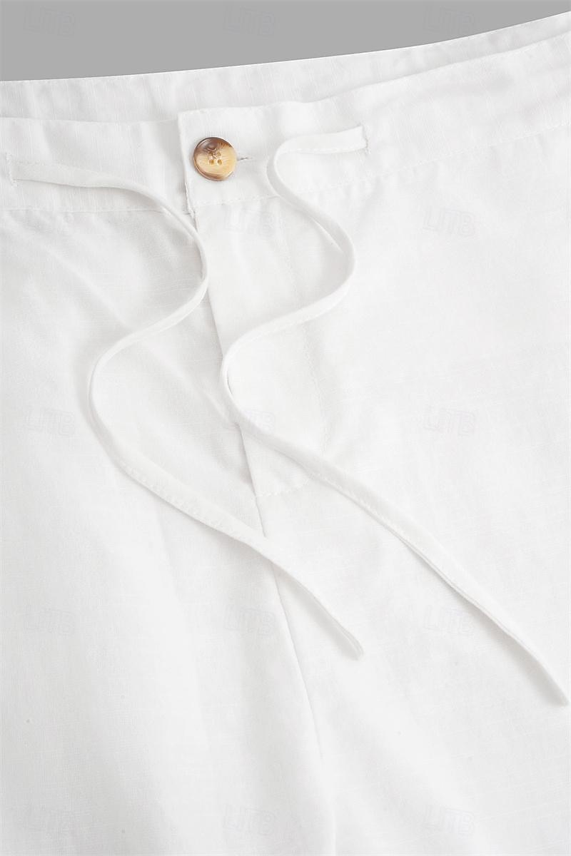 Per uomo Pantaloni di lino Pantaloni Pantaloni estivi Pantaloni da spiaggia Tasca frontale Gamba dritta Liscio Comfort Traspirante Informale Giornaliero Per eventi Di tendenza Originale Bianco Blu del 2026 a $11.49 –P9