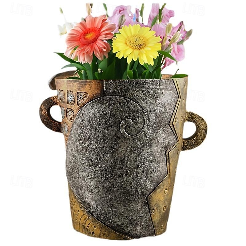 Maceta abstracta brutalista con cara de belleza, colorida maceta con cabeza de resina con asas para facilitar el movimiento, decoración artística única para plantas de interior/exterior, regalo perfecto para los amantes del arte y las plantas. 2025 - $35.99 –P4