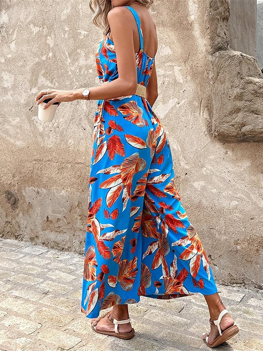 Női Szabályos Jumpsuitek Szabadság Virágos Ujjatlan V-alakú Nyitott hátú Zseb Utca Napi Normál Medence Nyár 2025 - $29.99 –P5