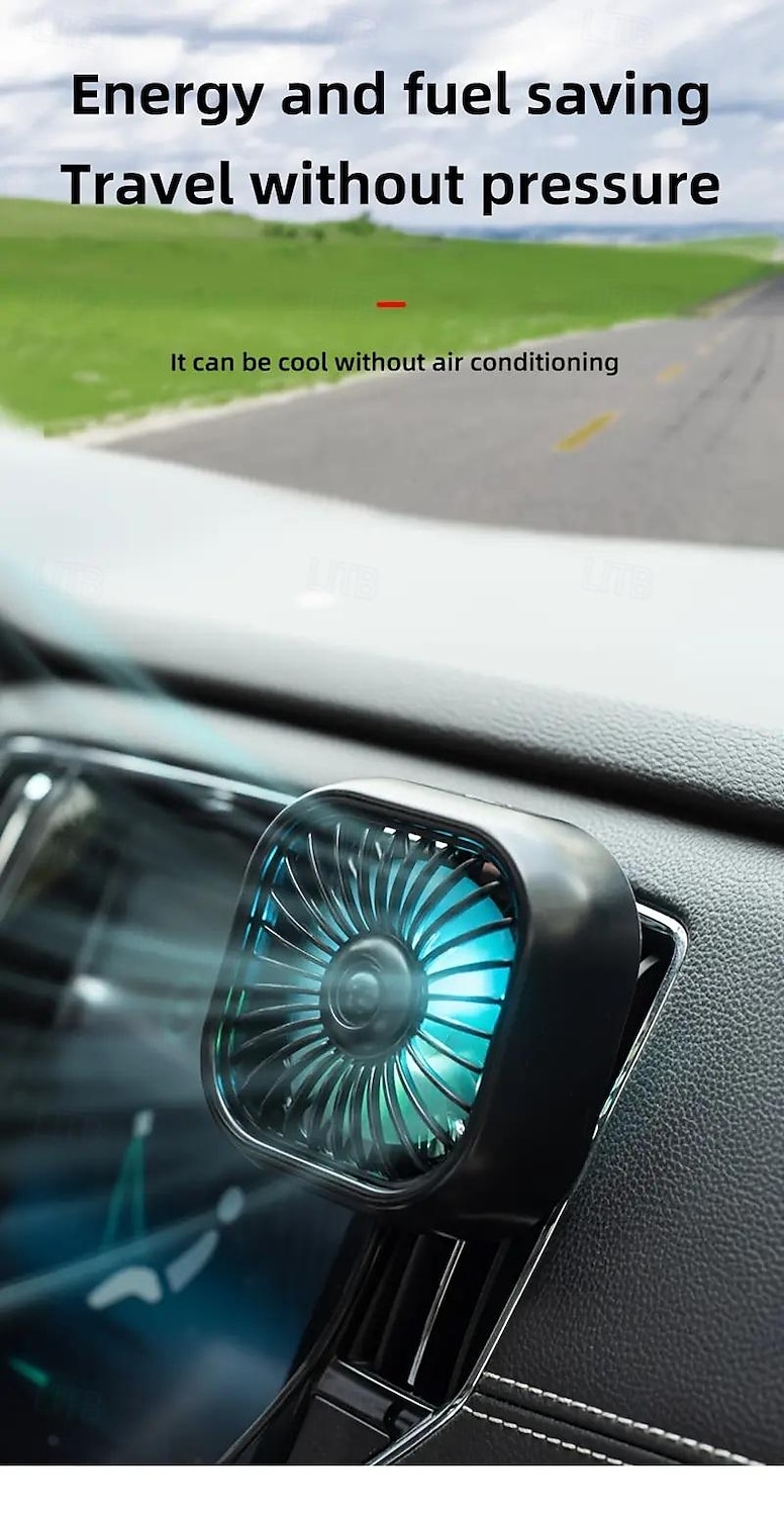 Portable Car Air Conditioning Outlet Car Fan USB Power Gradient Colorful Atmosphere Light Small Fan Front And Rear Row Outlet Exhaust Fan Universal 2025 - $12.99 –P6