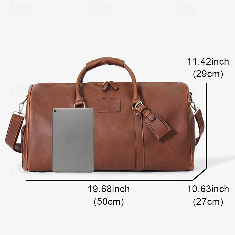 Men's Versatile Leather Weekender Bag with Integrated Shoe Compartment and Gadget Storage - Perfect for Travel and Daily Use 2025 - $64.99 –P4