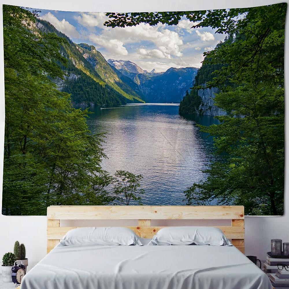Tapiz colgante de paisaje natural de río de montaña, arte de pared, tapiz grande, decoración mural, fotografía, telón de fondo, manta, cortina, hogar, dormitorio, sala de estar 2026 - $20.99 –P3
