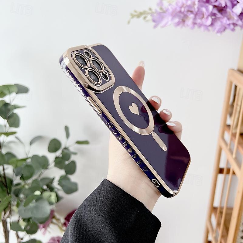 телефон Кейс для Назначение айфон 16 Айфон 15 Про Макс Плюс iPhone 14 13 12 11 Pro Max Plus Кейс на заднюю панель Поддержка беспроводной зарядки Защита от удара С сердцем ТПУ Покрытие 2025 - $14.99 –P14