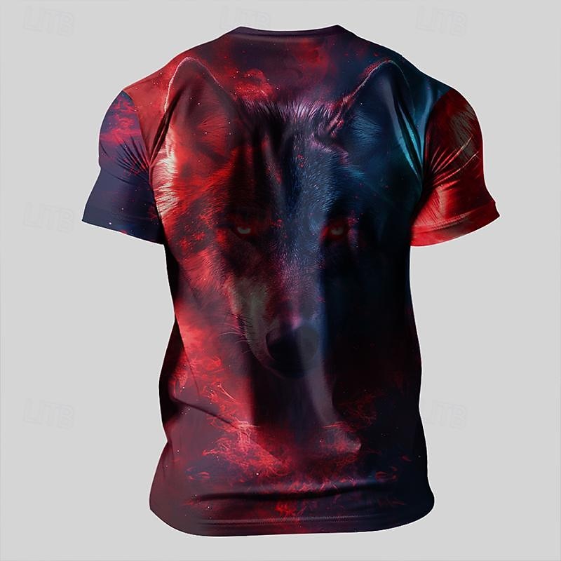 Herren Tiermotiv Wolf Flamme T Shirt Kurzarm T-Shirt 3D-Druck Rundhalsausschnitt Hemd Mode Designer Galaxis Straße Sport im Freien Schwarz 1 Schwarz 3 Schwarz 2 Sommer Frühling Bekleidung S M L XL 2025 - $17.99 –P4