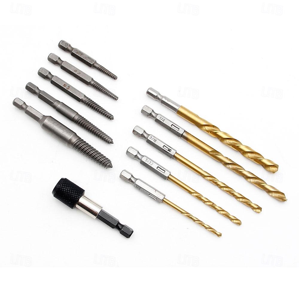 Set di estrattori di viti da 11 pezzi e set di estrattori di viti con supporto universale per punte da trapano, set di punte da trapano metriche, set di estrattori per punte da trapano inverse per la rimozione di viti, bulloni e prigionieri rotti del 2025 a $22.99 –P4