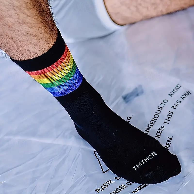 Hombre Paquete de 5 Paquetes múltiples Calcetín Calcetas Calcetines para correr Calcetines informales Blanco Rojo Color Arco iris Deporte Diario Vacaciones Básico Medio Primavera Otoño Moda Casual 2025 - $17.99 –P6