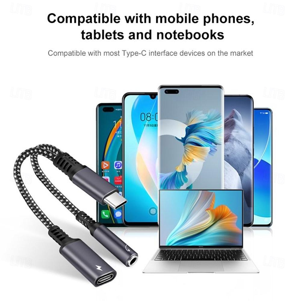 2025年 USB タイプ C から 3.5 mm ヘッドフォン ジャック アダプター ケーブル 2 in 1 デュアル USB C メス オーディオ AUX コネクタ 充電 スプリッター 音楽 コレクション – $13.99 –P3